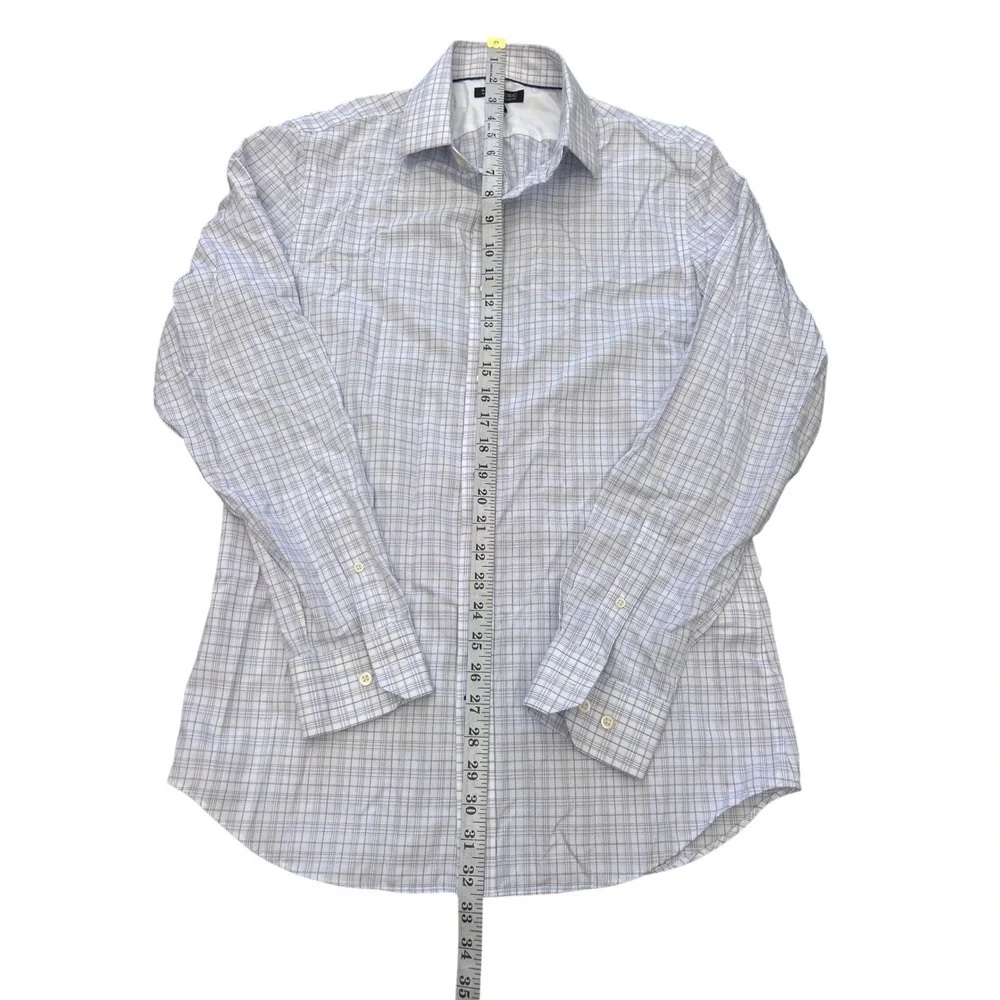 Banana Republic Mens Non-Iron Tailored Slim Fit Plaid Button Down Shirt Blue M
